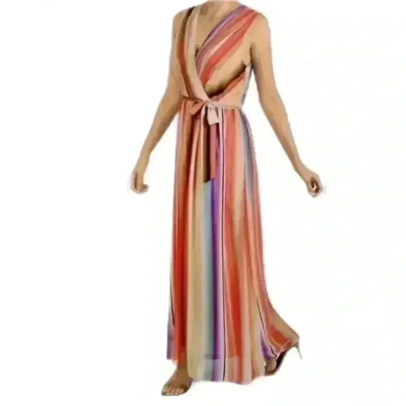 DONNA RICCO Multi Color/Nude Maxi Gown Dress, Women's 10 - Picture 1 of 14